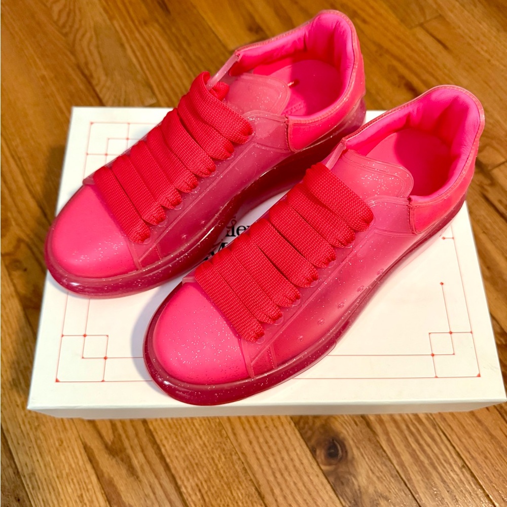 Alexander McQueen Oversized Bright Pink Glitter Sneakers (Women's)